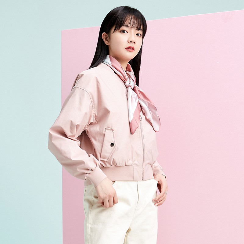 金苑外套女2020春季新款韩版宽松带领巾棒球服女学生上衣D2011104