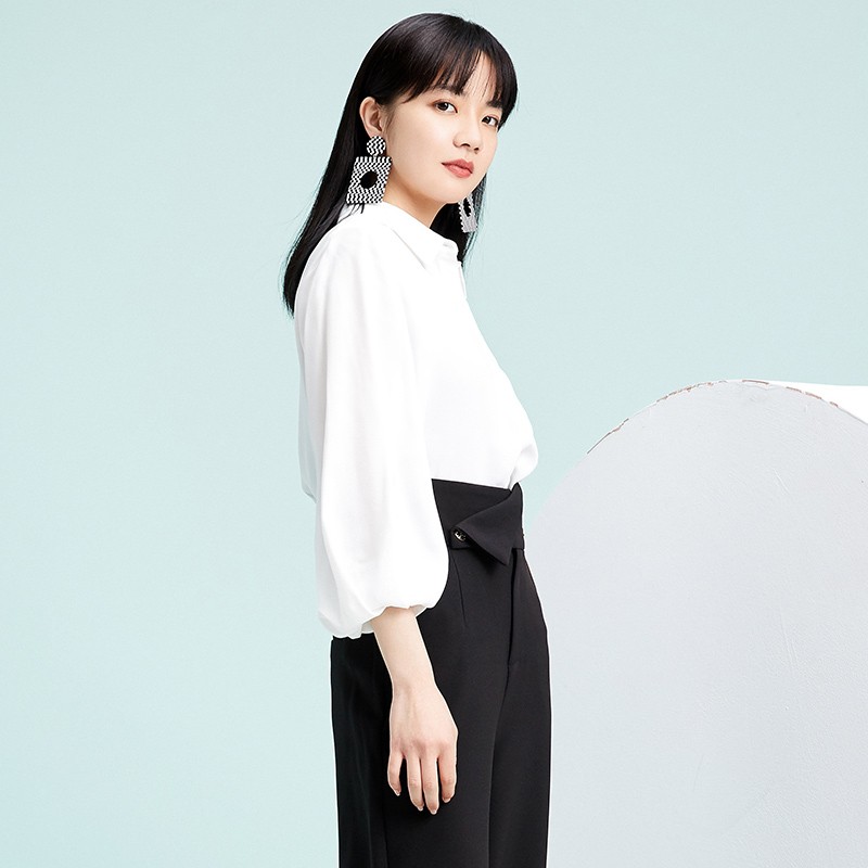 金苑设计感女小众2020新款春装韩版衬衣职业白色雪纺衬衫A2019024