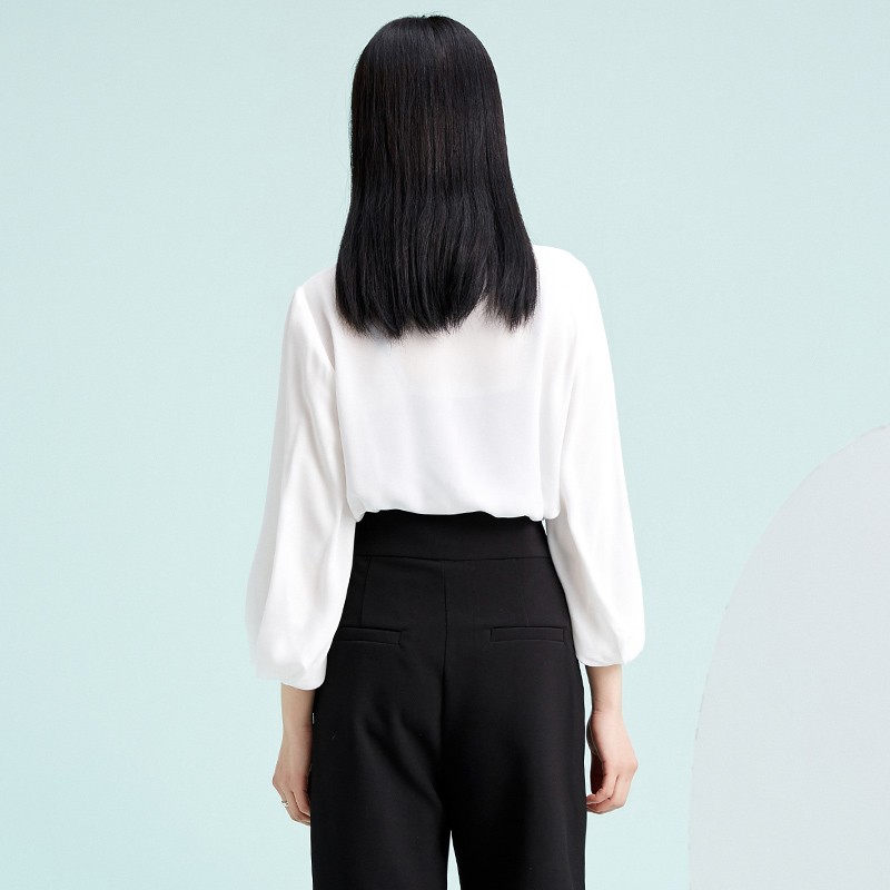 金苑设计感女小众2020新款春装韩版衬衣职业白色雪纺衬衫A2019025